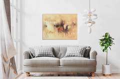 Atlar Suluboya Görünümlü Kanvas Tablo