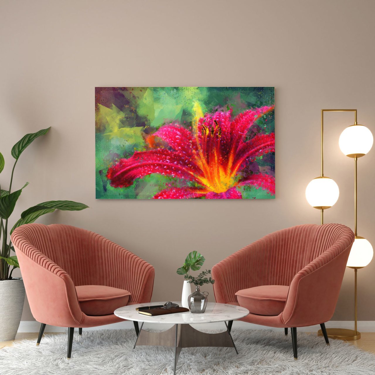 Pembe Çiçek Kanvas Tablo