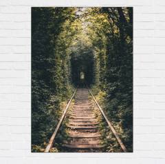 Tren Yolu Ağaç Tüneli Kanvas Tablo