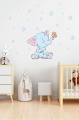 Sevimli Fil ve Yıldızlar Çocuk Odası Duvar Sticker