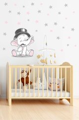 Sevimli Fil ve Yıldızlar Çocuk Odası Duvar Sticker