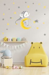 Uykucu Bebek Fil ve Yıldızlar Çocuk Odası Duvar Sticker