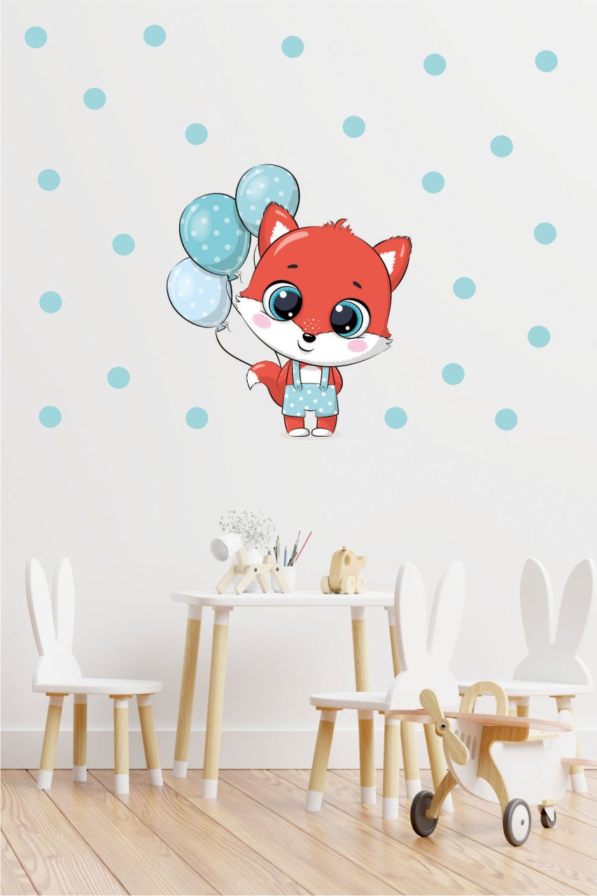 Sevimli Tilki Çocuk Odası Duvar Sticker
