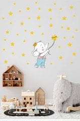 Sevimli Fil ve Yıldızlar Çocuk Odası Duvar Sticker