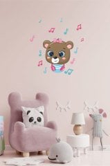 Sevimli Ayıcık ve Notalar Çocuk Odası Duvar Sticker