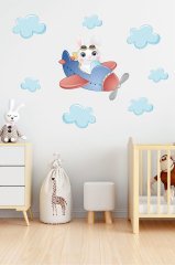 Uçan Tavşan ve Bulutlar Çocuk Odası Duvar Sticker