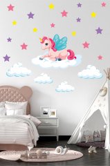 Sevimli Unicorn Çocuk Odası Duvar Sticker