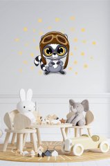Sevimli Rakun ve Yıldızlar Çocuk Odası Duvar Sticker