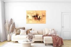 Atlar Suluboya Görünümlü Kanvas Tablo