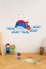 Sevimli Balina ve Arkadaşları Çocuk Odası Duvar Sticker