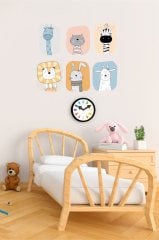 Birbirinden Sevimli Hayvanlar Çocuk Odası Duvar Sticker