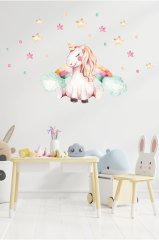 Suluboya Unicorn ve Objeler Çocuk Odası Duvar Sticker