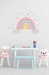 Gökkuşağı, Yıldız ve Puantiyeler Duvar Sticker