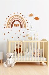 Pastel Gökkuşağı ve Puantiyeler Çocuk Odası Duvar Sticker