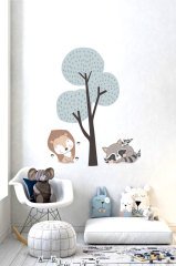 Ağaç Altındaki Sevimli Hayvanlar Çocuk Odası Duvar Sticker