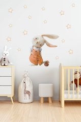 Sevimli Tavşan ve Yıldızlar Duvar Sticker