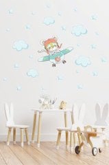 Uçan Sevimli Ayıcık Çocuk Odası Duvar Sticker