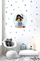 Sevimli Ayıcık Ve Puantiyeler Çocuk Odası Duvar Sticker
