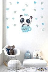 Fincan İçindeki Sevimli Panda Çocuk Odası Duvar Sticker