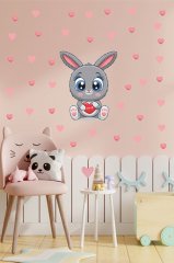 Kalpli Sevimli Tavşancık Çocuk Odası Duvar Sticker