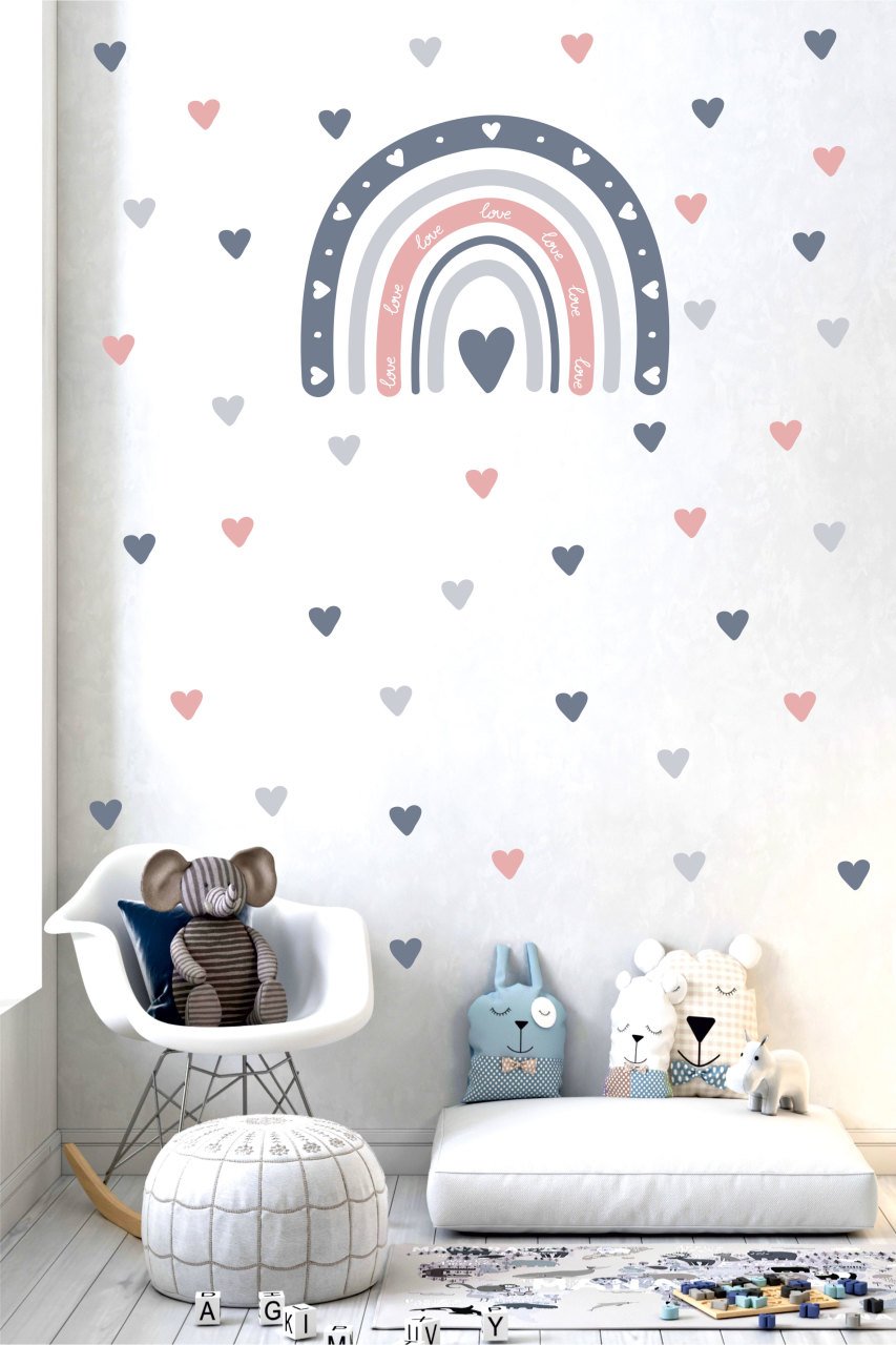 Kalpli Gökkuşağı Çocuk Odası Duvar Sticker
