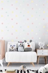 Suluboya Desenli Soft Renk Puantiyeler Çocuk Odası Duvar Sticker