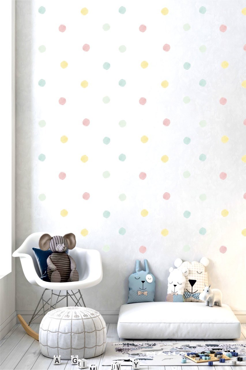 Suluboya Desenli Soft Renk Puantiyeler Çocuk Odası Duvar Sticker