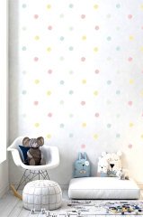 Suluboya Desenli Soft Renk Puantiyeler Çocuk Odası Duvar Sticker