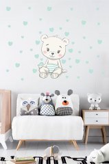 Sevimli Oturan Ayıcık Çocuk Odası Duvar Sticker