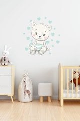 Sevimli Oturan Ayıcık Çocuk Odası Duvar Sticker
