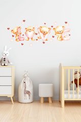 LOVE yazılı Sevimli Ayıcıklar Çocuk Odası Duvar Sticker