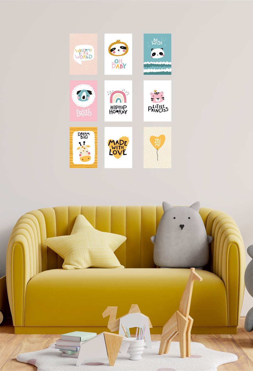 Rengarenk Sevimli Duvar Görselleri Çocuk Odası Duvar Sticker