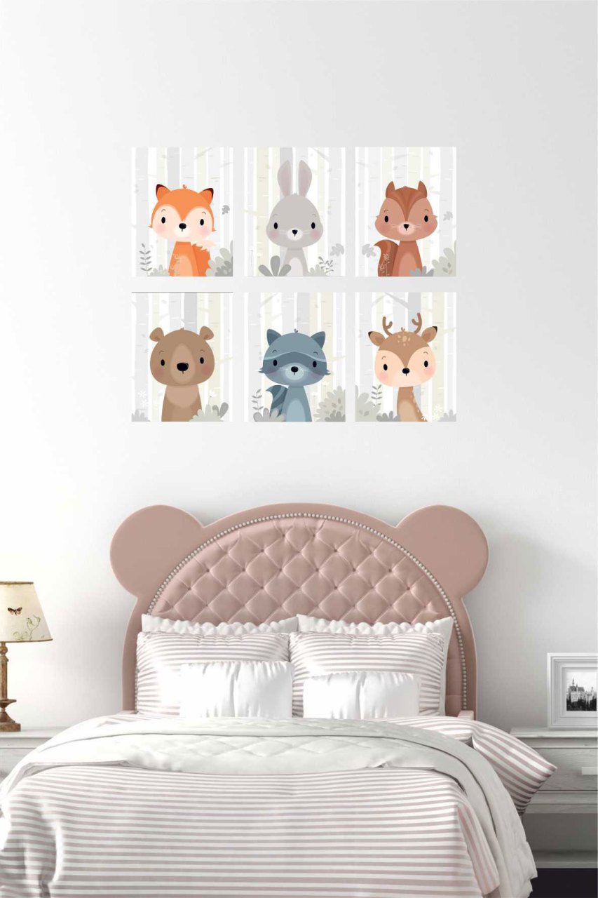 Sevimli Orman Hayvanları Çocuk Odası Duvar Sticker