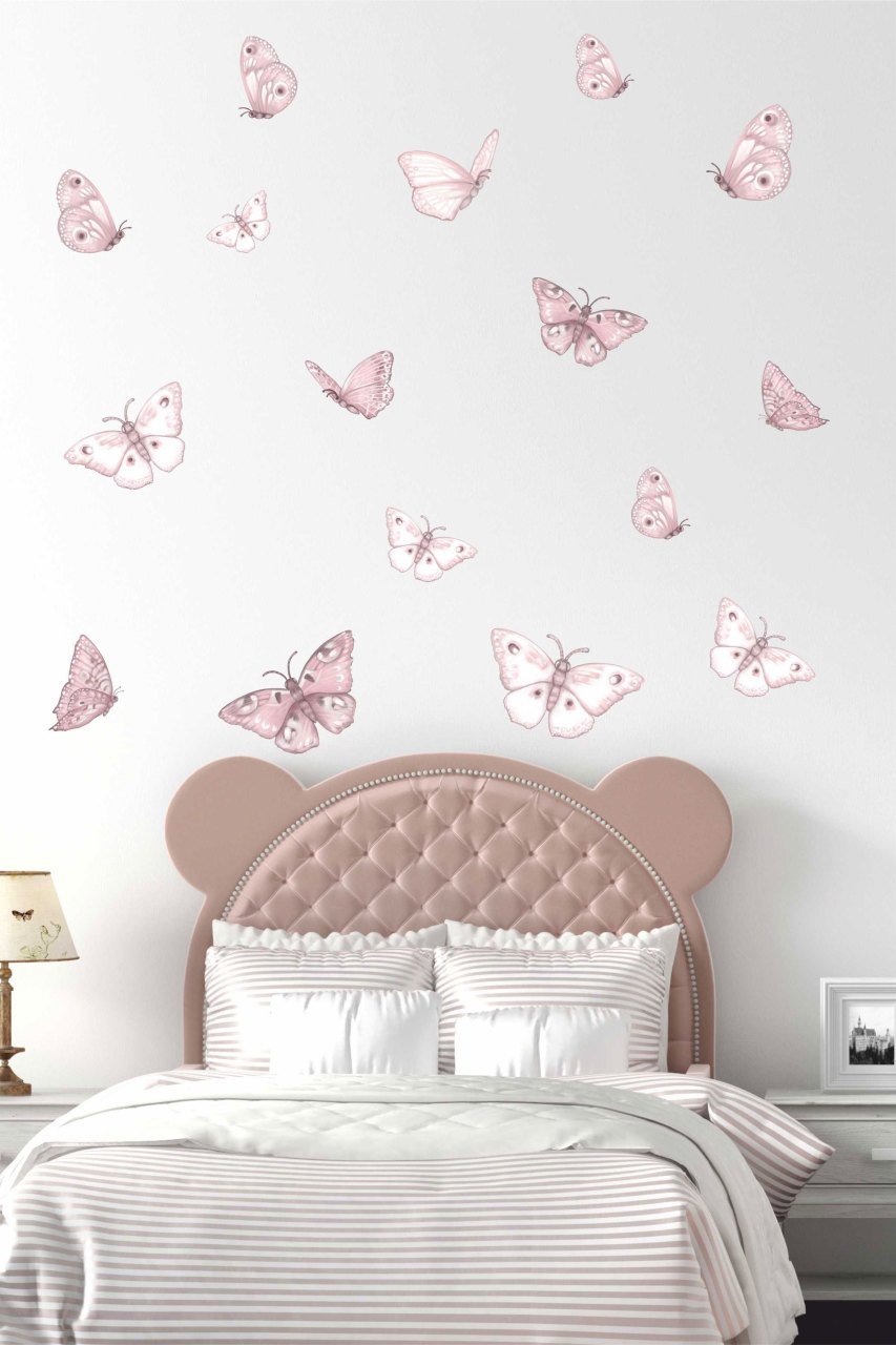 Pembe Kelebekler Çocuk Odası Duvar Sticker