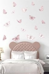 Pembe Kelebekler Çocuk Odası Duvar Sticker