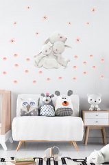 Anne Tavşan ve Sevimli Yavruları Çocuk Odası Duvar Sticker
