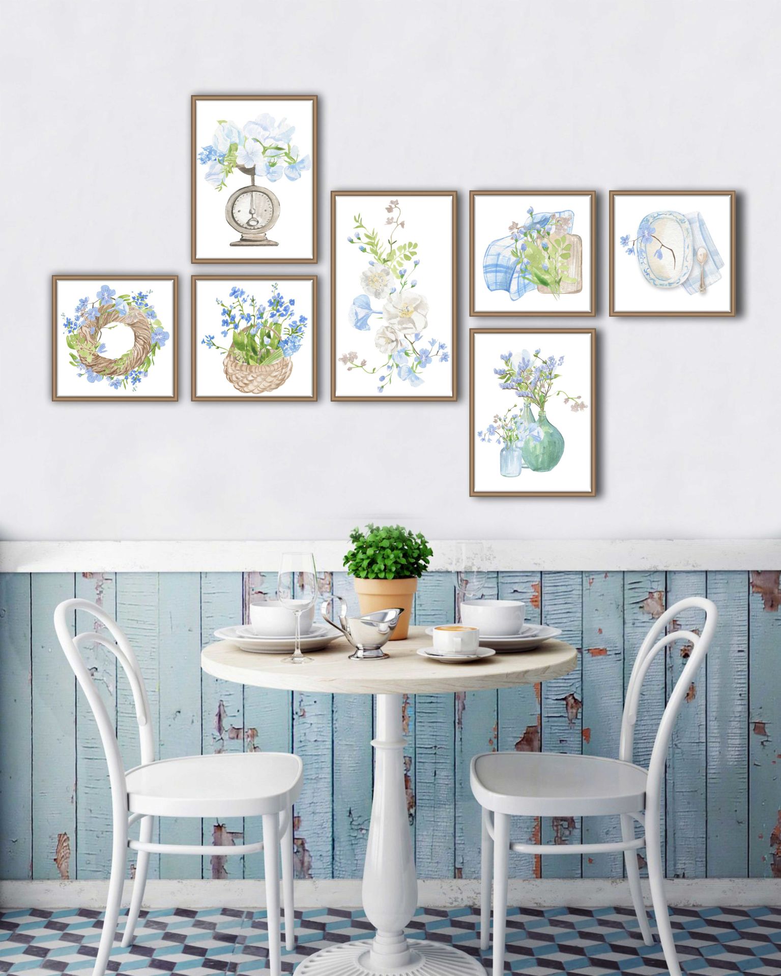 Çiçekler ve Saksılar MDF Tablo