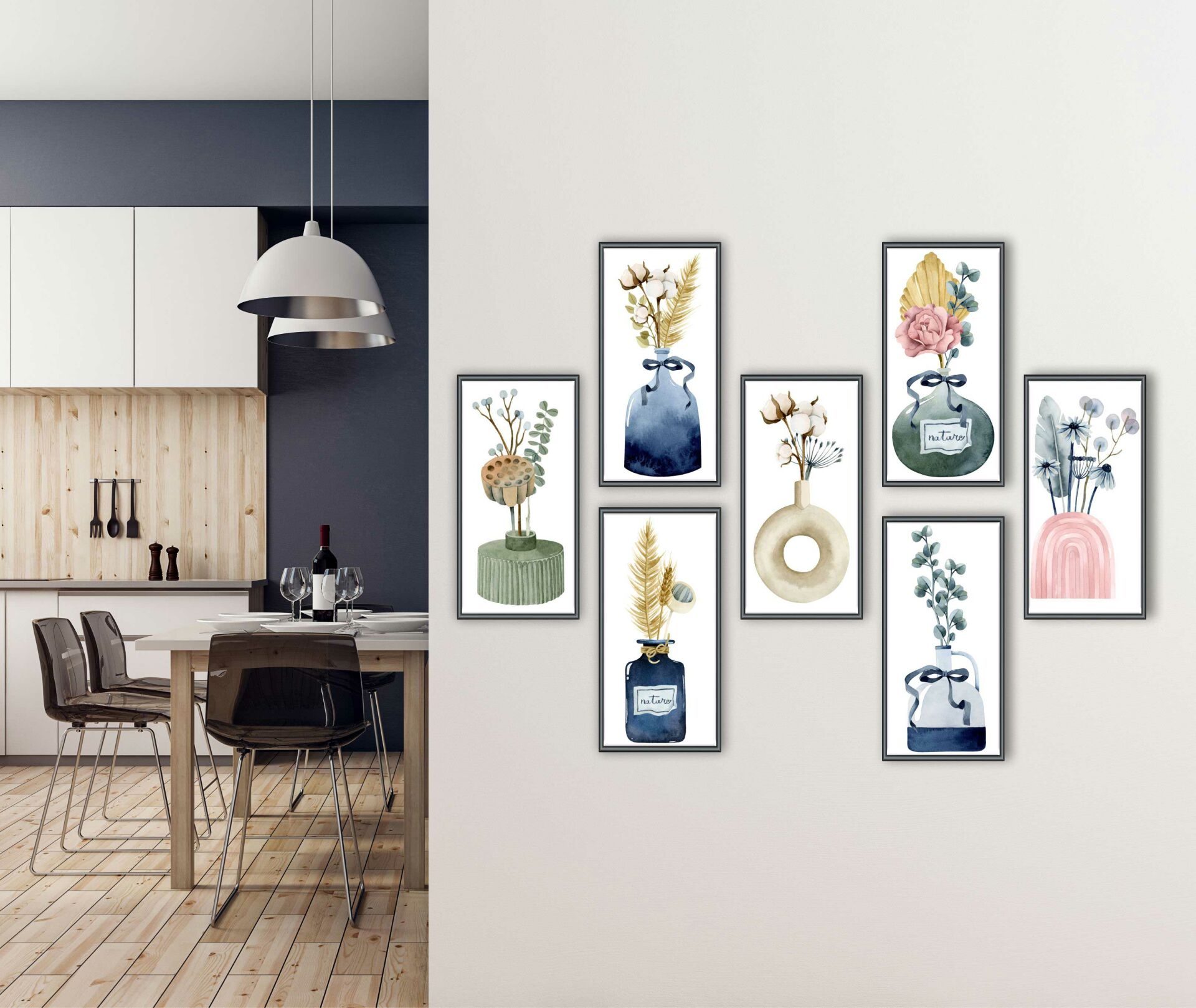 Saksıdaki Çiçekler MDF Tablo