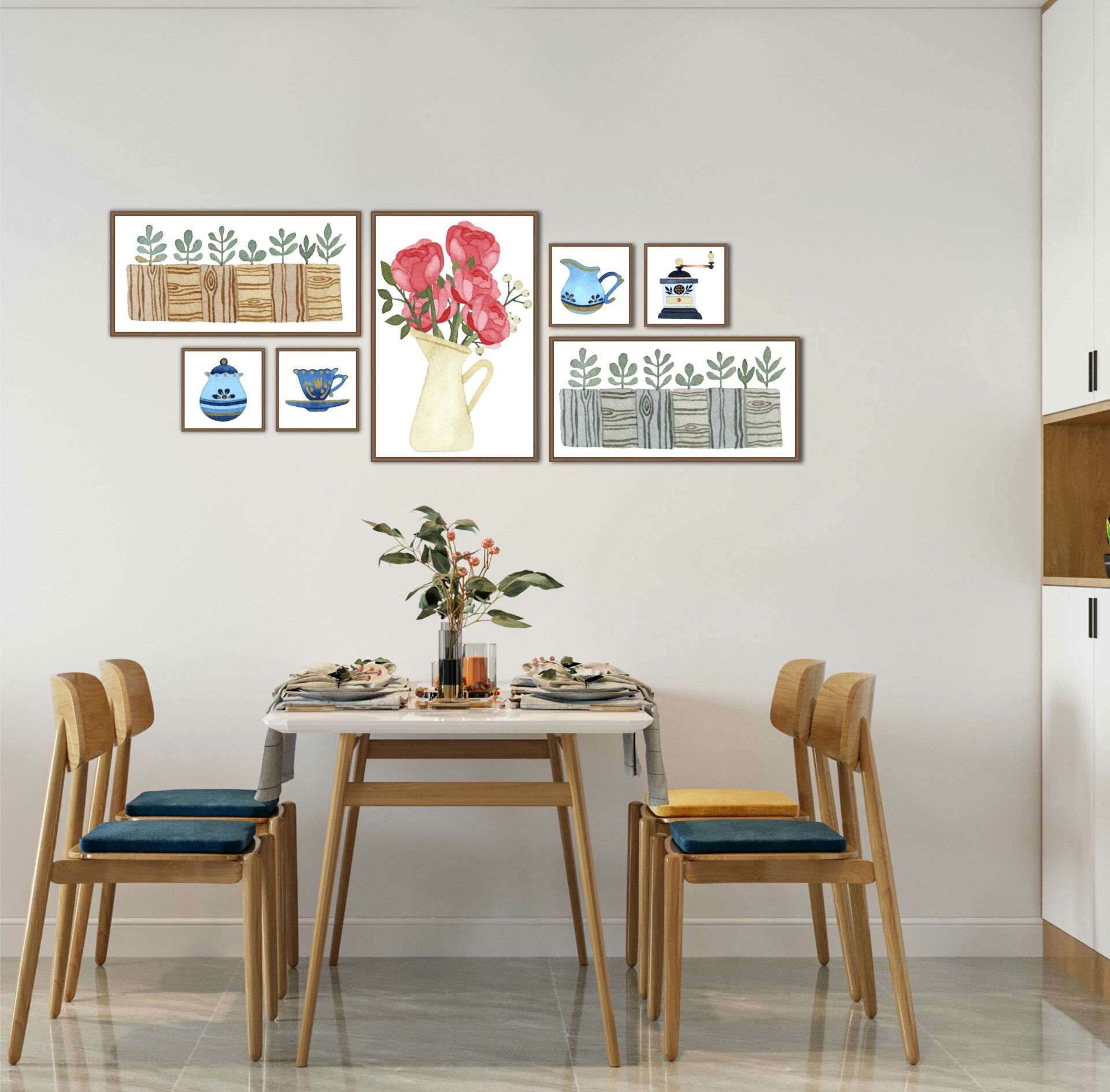 Saksıdaki Çiçekler MDF Tablo