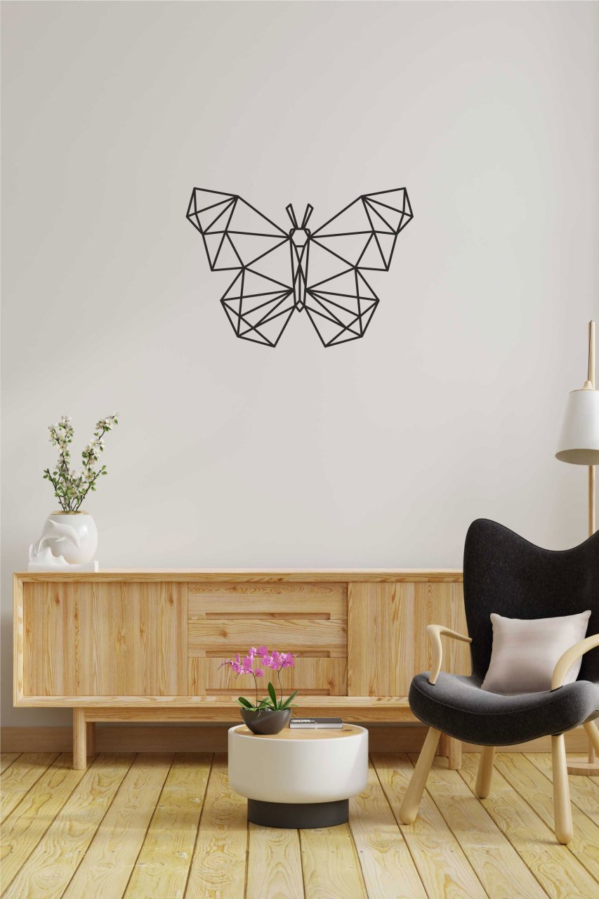 Siyah Geometrik Desenli Mdf Lazer Kesim Dekoratif Tablo
