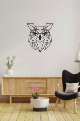 Siyah Geometrik Baykuş Desenli Mdf Lazer Kesim Dekoratif Tablo