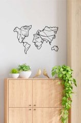Siyah Geometrik Desen Lazer Kesim Dekoratif Tablo