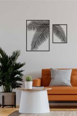 Siyah Yaprak Desen Mdf Lazer Kesim Dekoratif Tablo