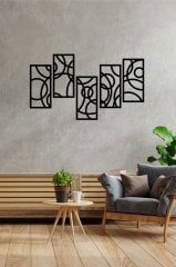 Geometrik Desenli Siyah Mdf Lazer Kesim Tablo
