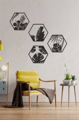 Yaprak Desenli Siyah Mdf Lazer Kesim