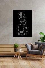 Çizgisel Desenli Siyah Mdf Lazer Kesim