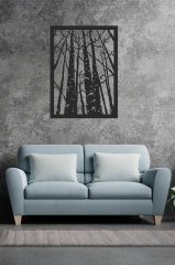 Ağaç Desenli Siyah Mdf Lazer Kesim 60x80