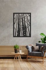 Ağaç Desenli Siyah Mdf Lazer Kesim 60x80