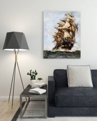 Yağmurda Gemi Kanvas Tablo