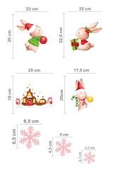 Sevimli Yılbaşı Tavşanları Pembe Kar Taneleri ve Yeni Yıl Evi Çocuk Bebek Odası Duvar Cam Sticker